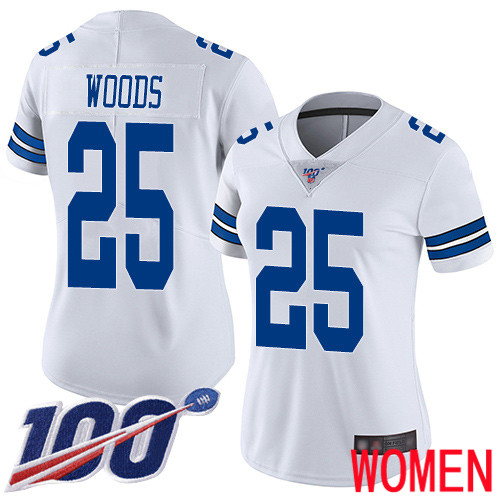 Women Dallas Cowboys Limited White Xavier Woods Road 25 100th Season Vapor Untouchable NFL Jersey